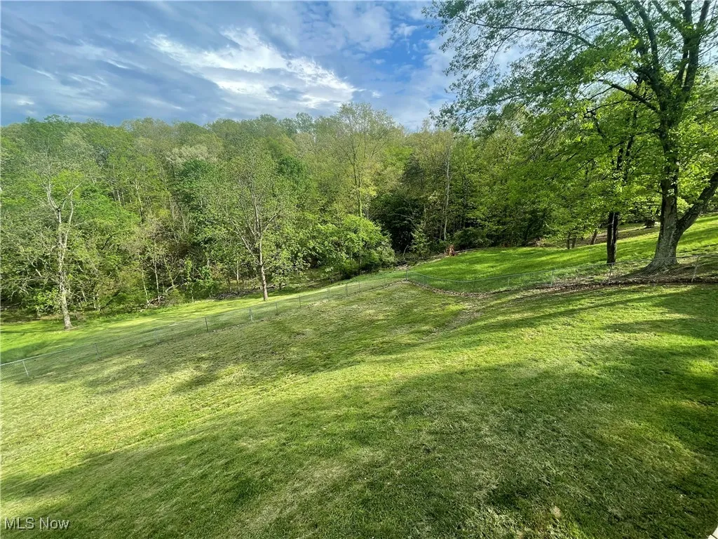 View of yard featuring a view of trees