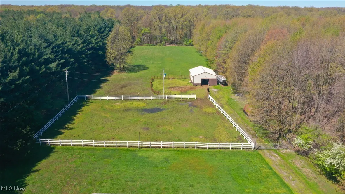Drone / aerial view featuring a rural view and a wooded view