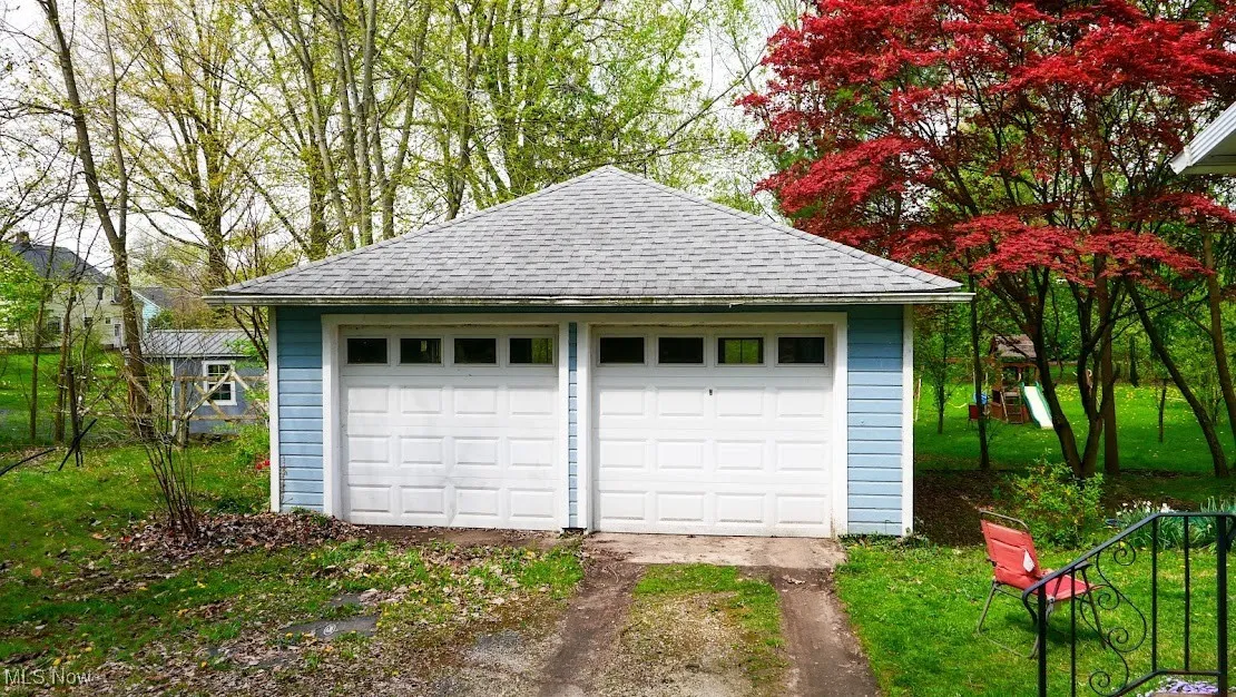 View of detached garage