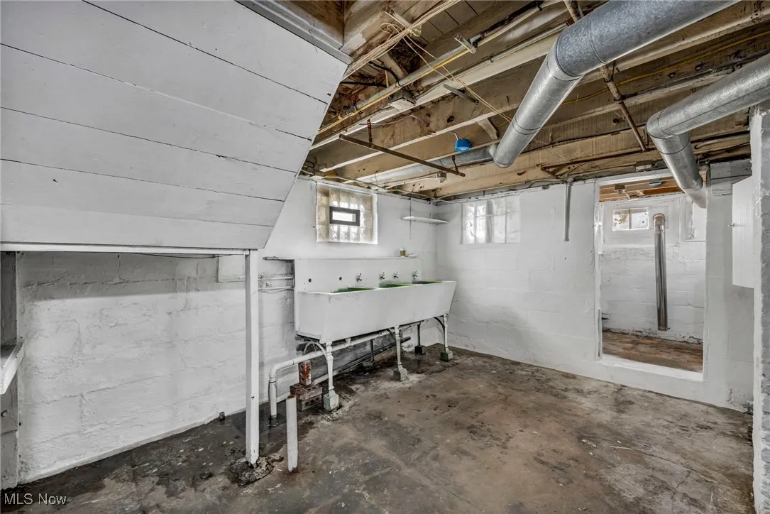 Basement with a sink