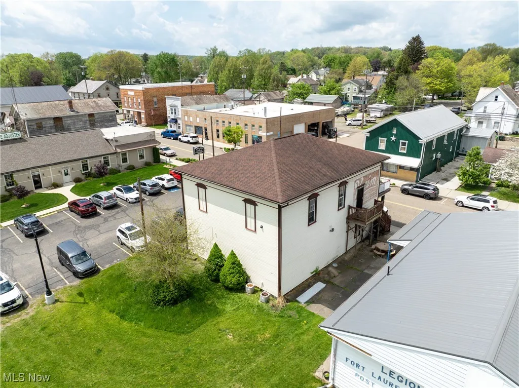 Aerial view of back of building