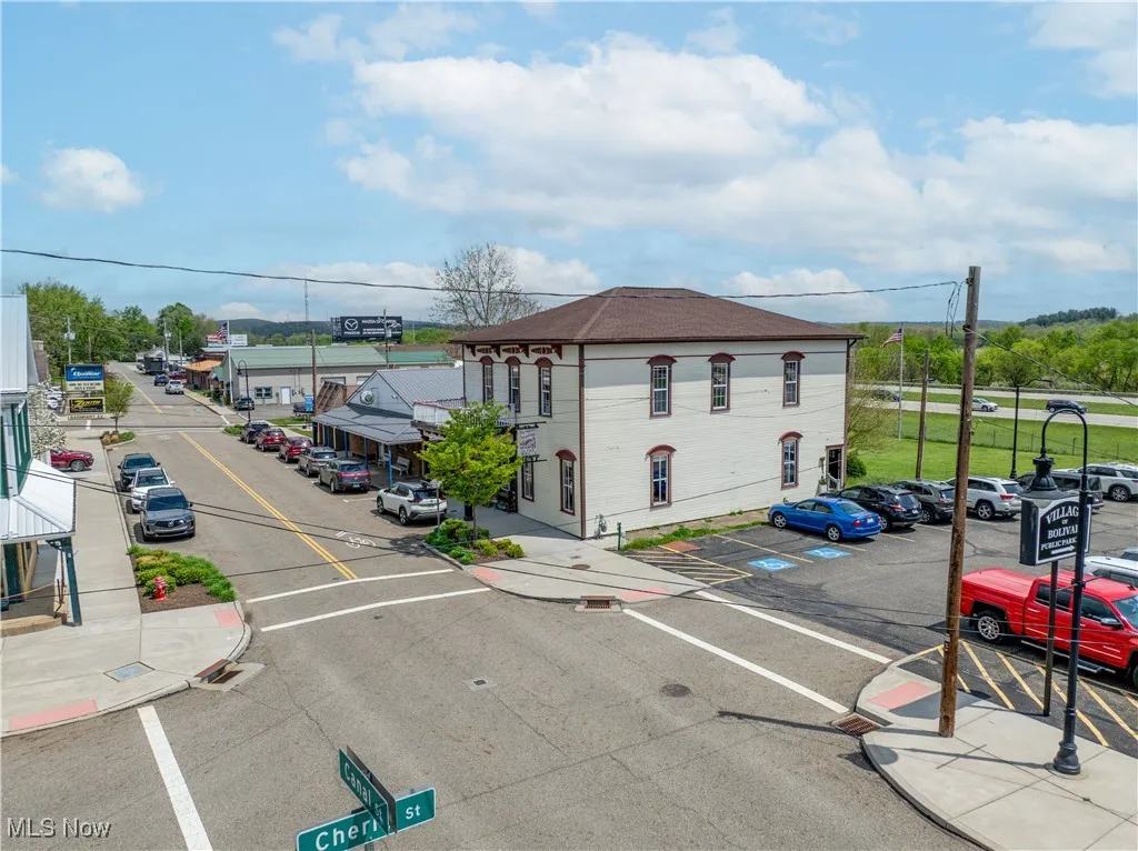 Aerial view of building located in downtown area