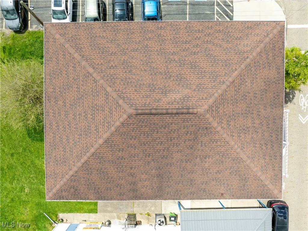 Aerial view of newer roof