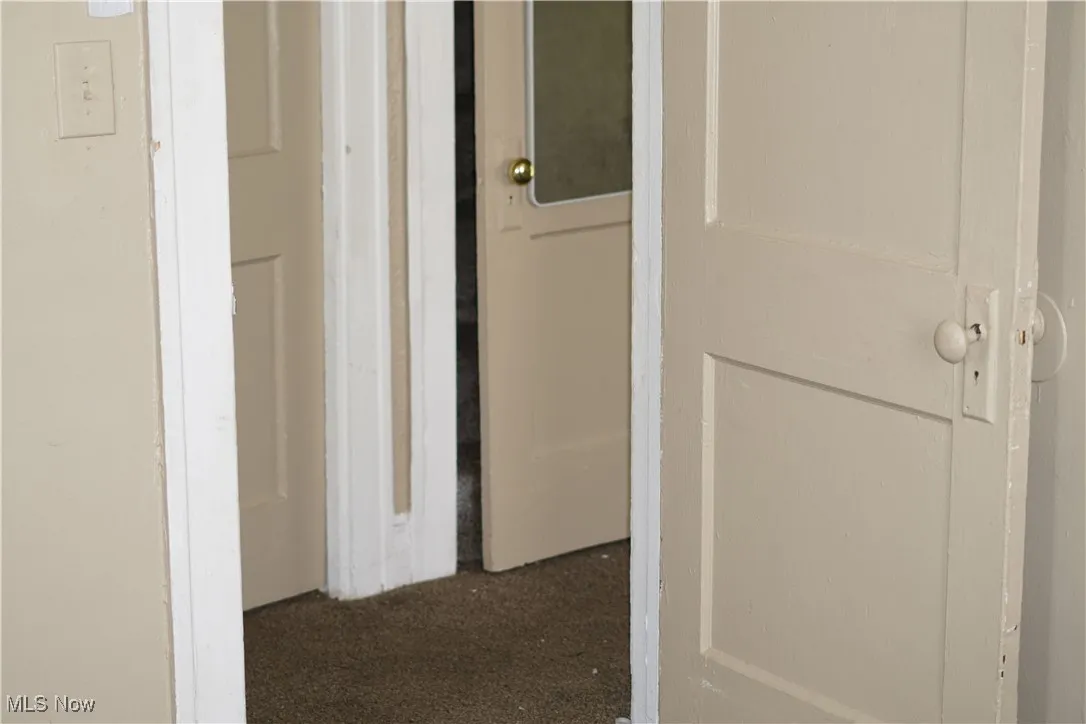 Hall featuring carpet flooring