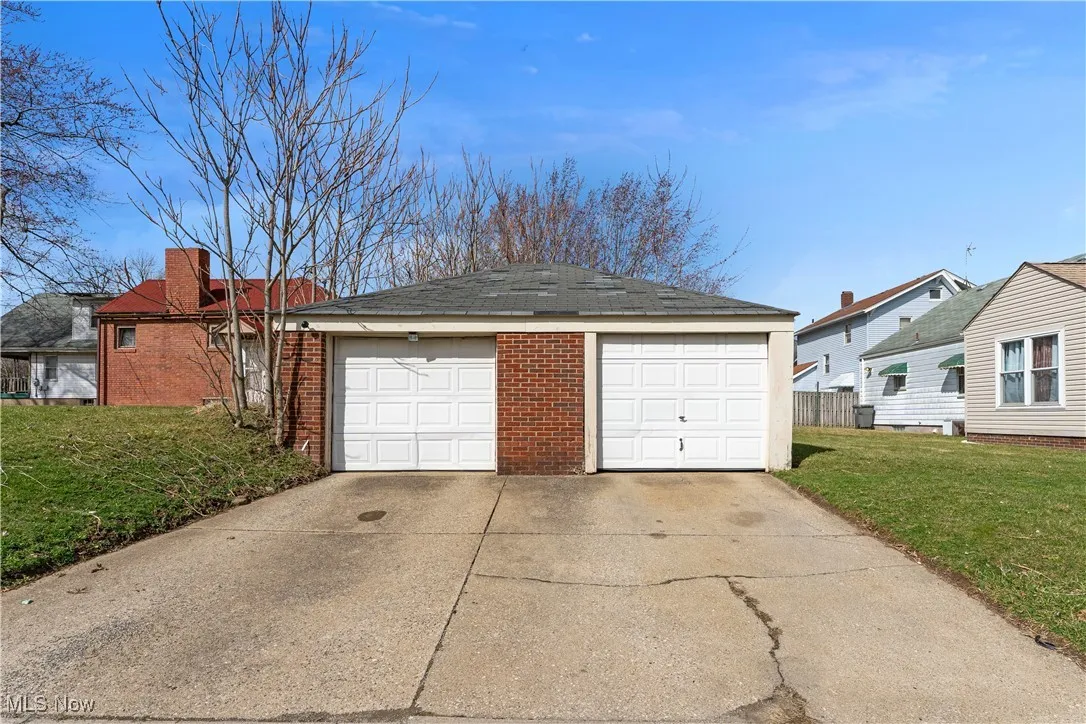View of detached garage