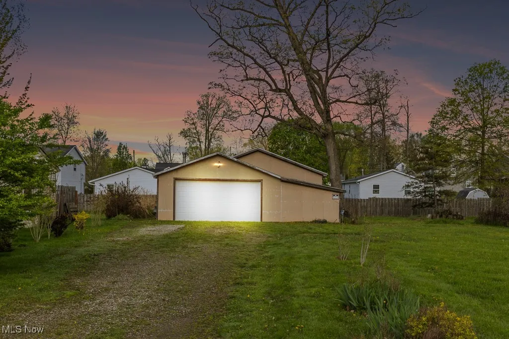 View of detached garage