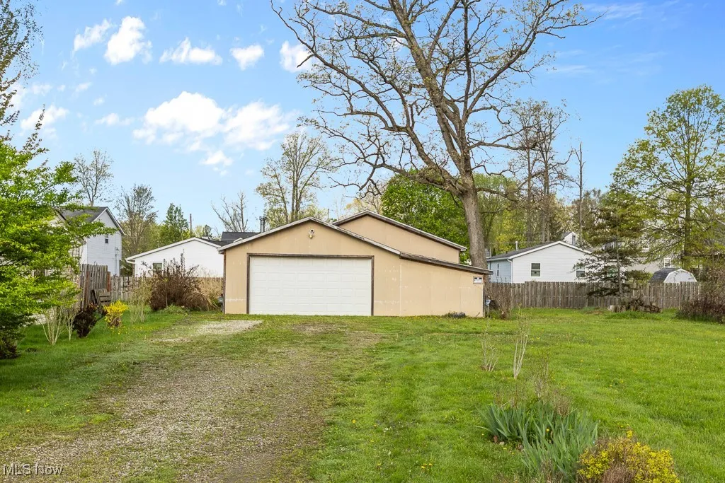 View of detached garage