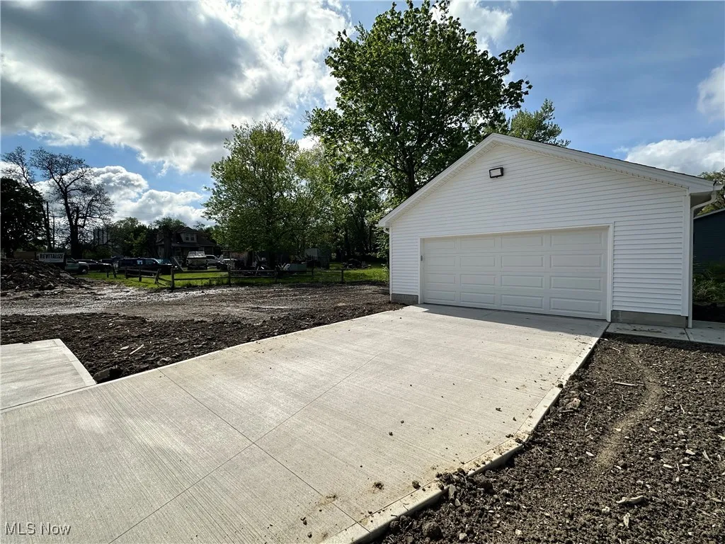 View of detached garage
