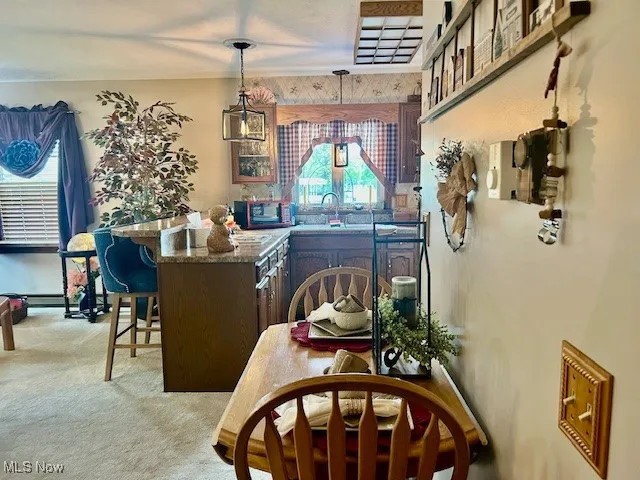 Counter and table area.