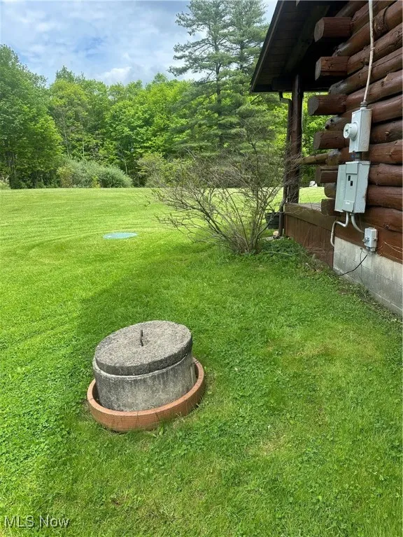 View of grassy yard and septic tank
