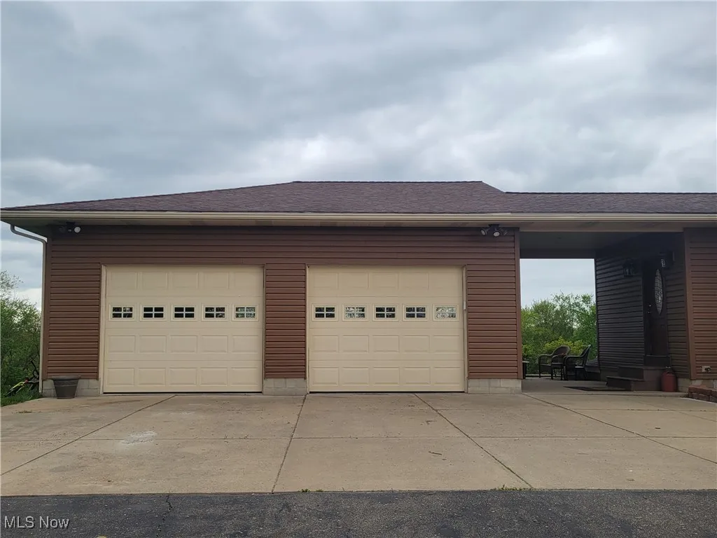 View of attached garage