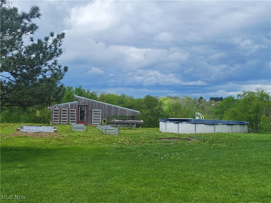 Chicken coupe and green house, and pool