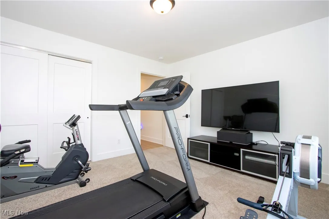 Workout room  (Bedroom) featuring carpet