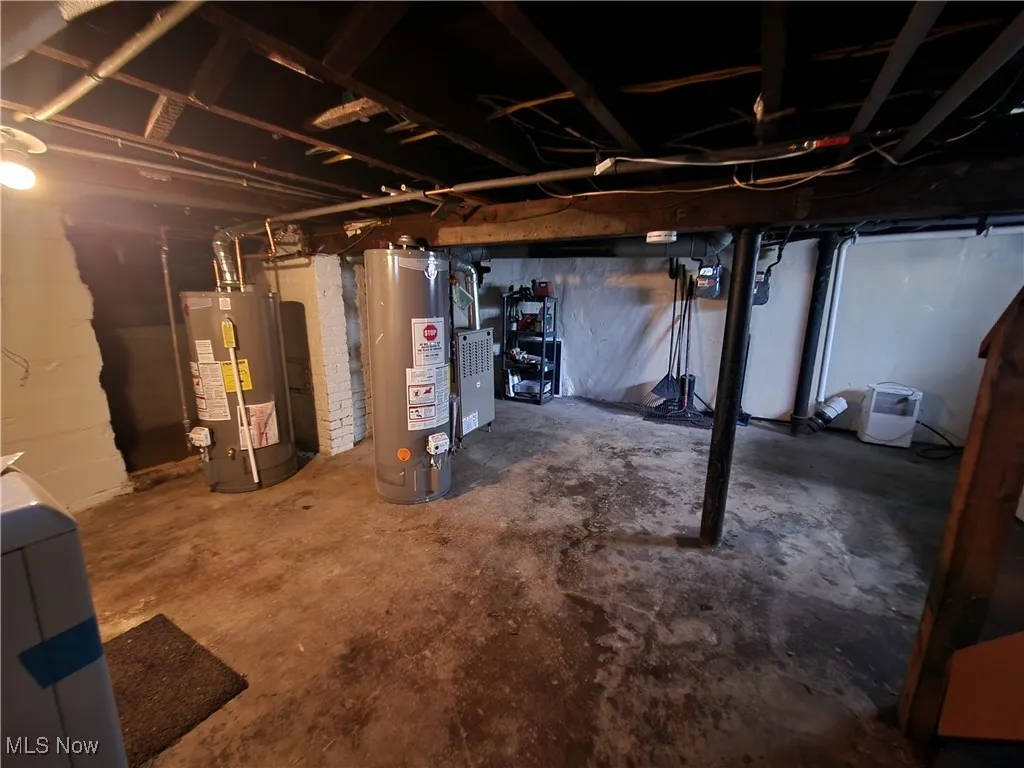 Unfinished below grade area with gas water heater