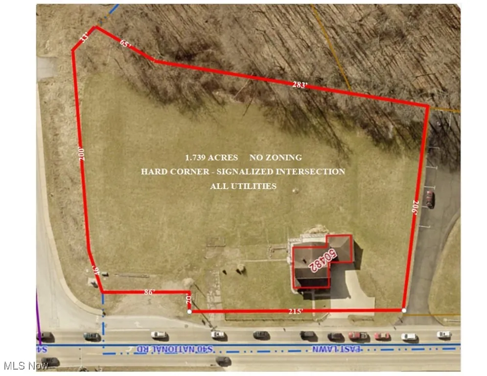 Aerial view - property boundaries highlighted