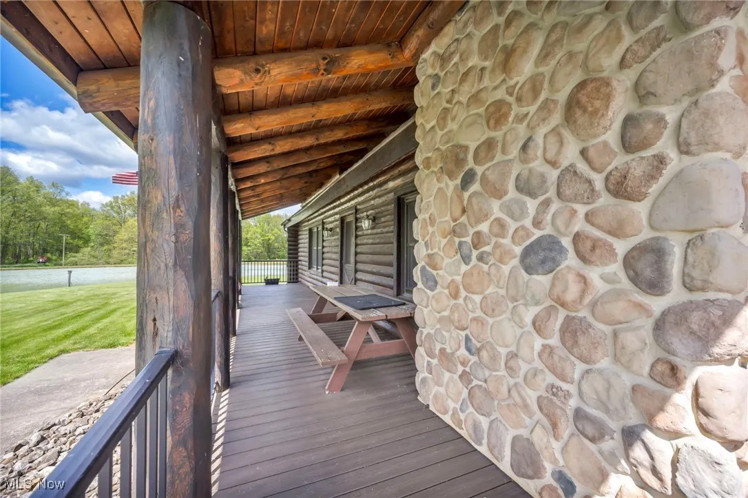 Wooden deck with covered porch