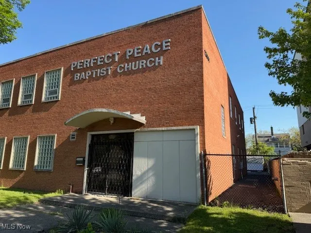 Front view of the all brick building
