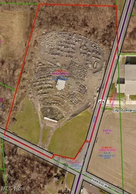 Aerial view of property's location with property boundaries highlighted