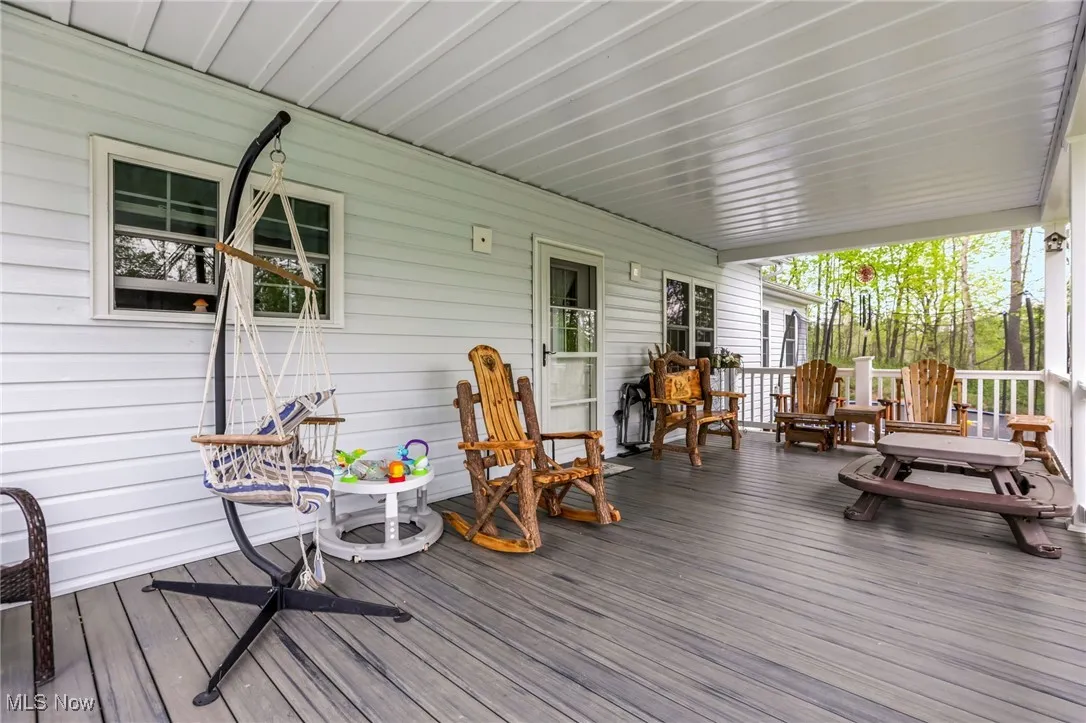 Wooden deck with a porch