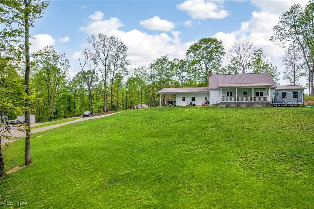 View of green lawn with driveway