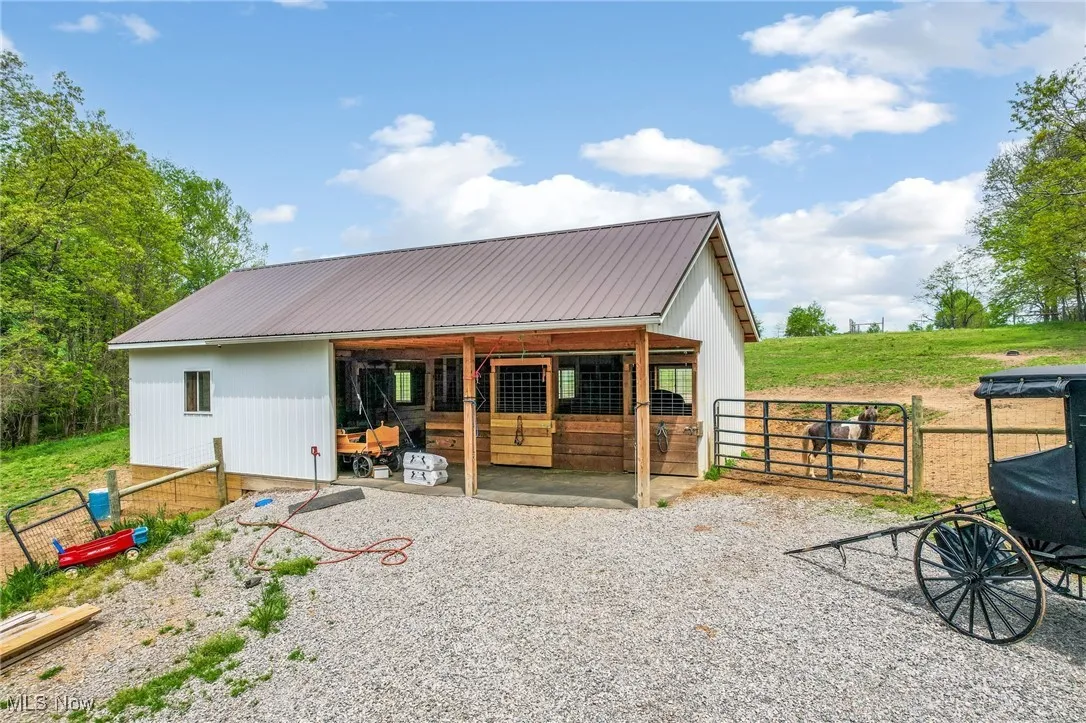 View of horse barn