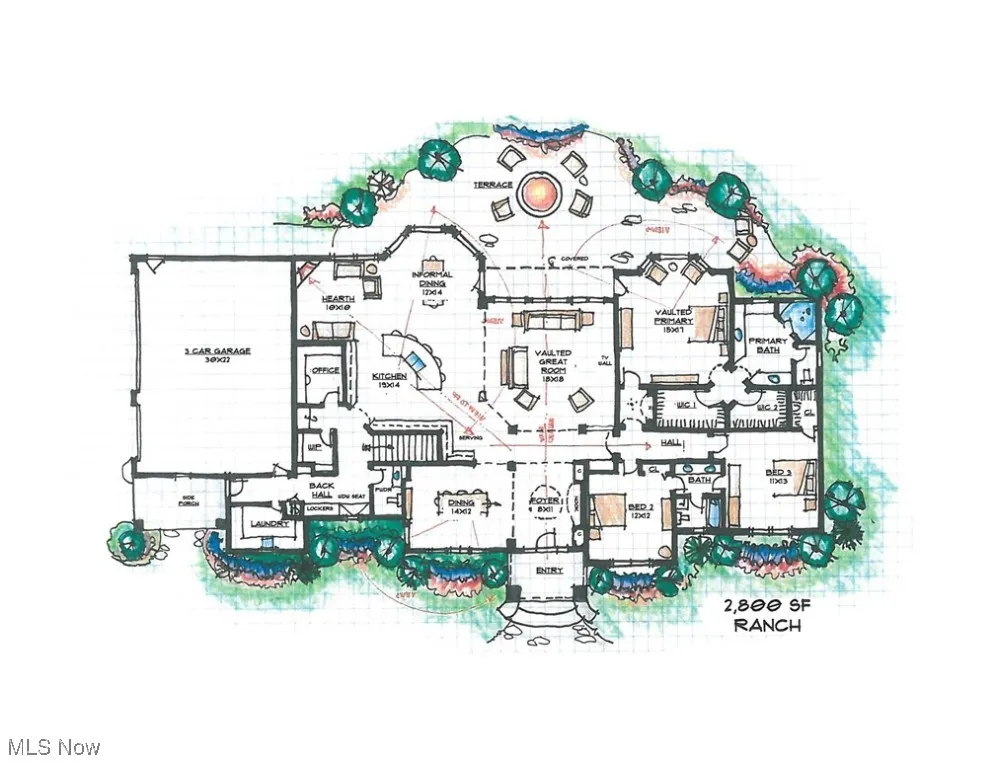 Plan showing room arrangement and approximate room sizes