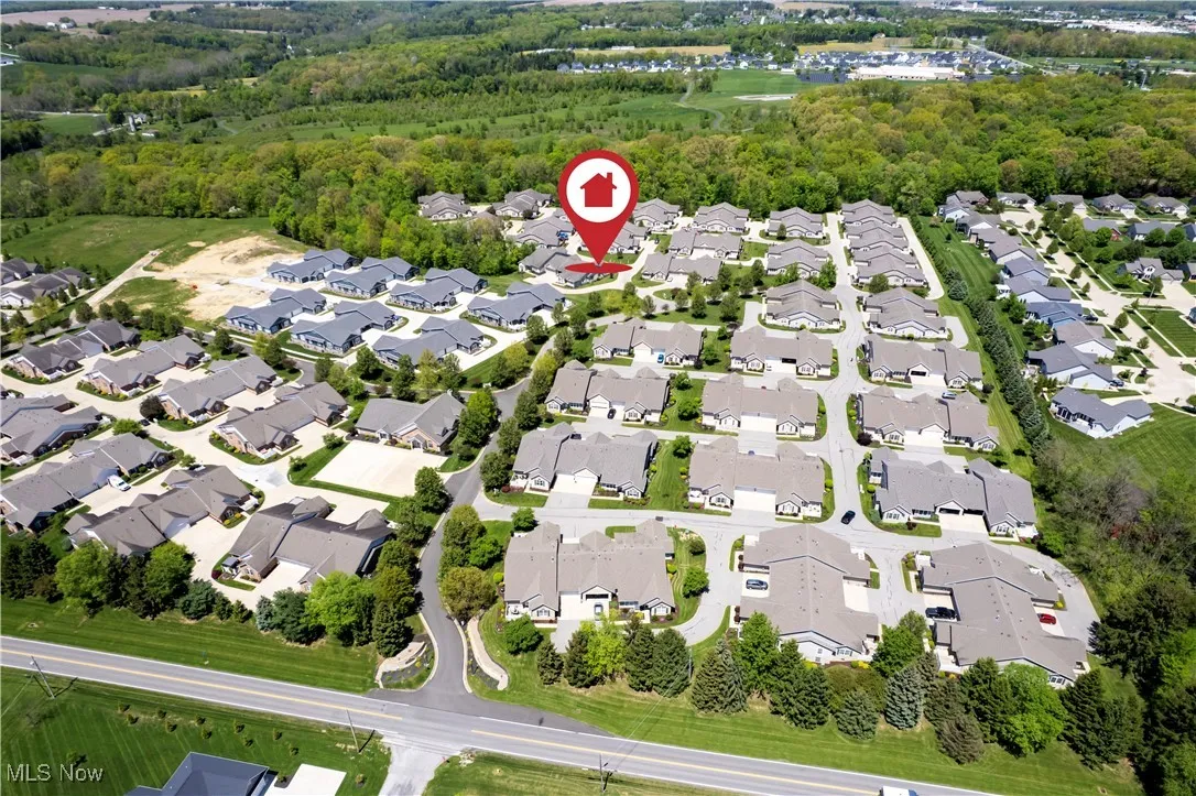 View of property location with nearby suburban area and a heavily wooded area
