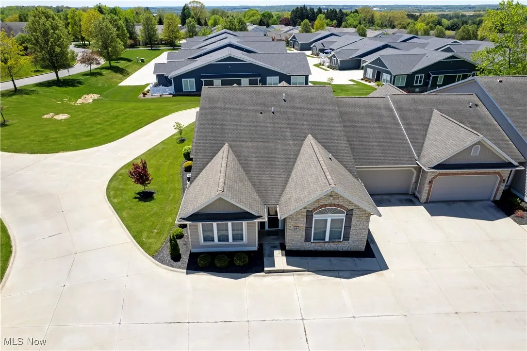 Aerial perspective of suburban area
