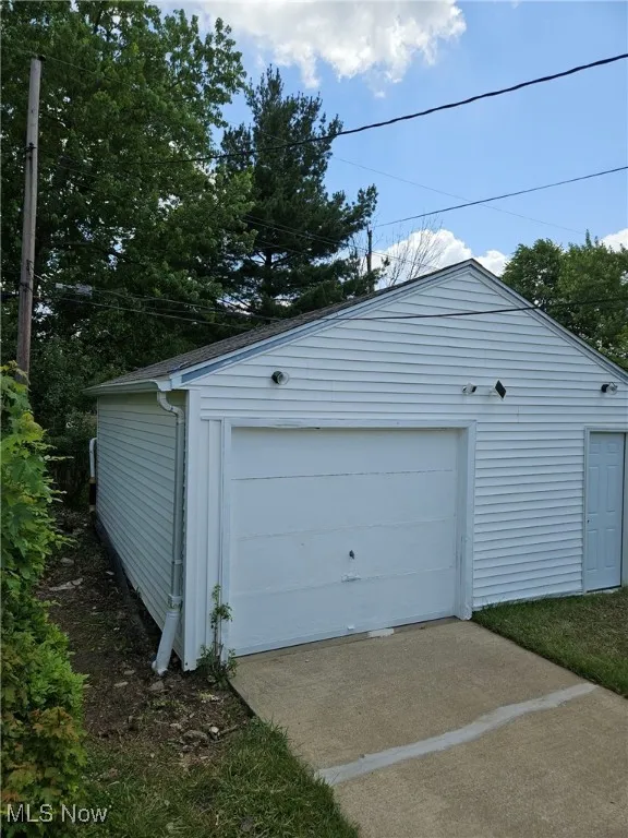 View of detached garage