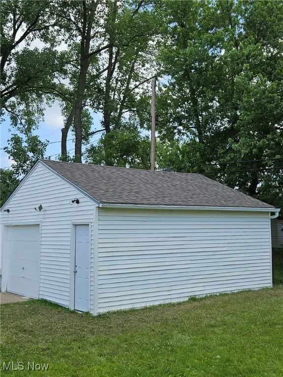 View of detached garage