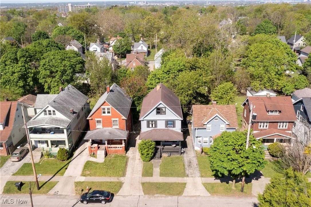 Aerial perspective of suburban area