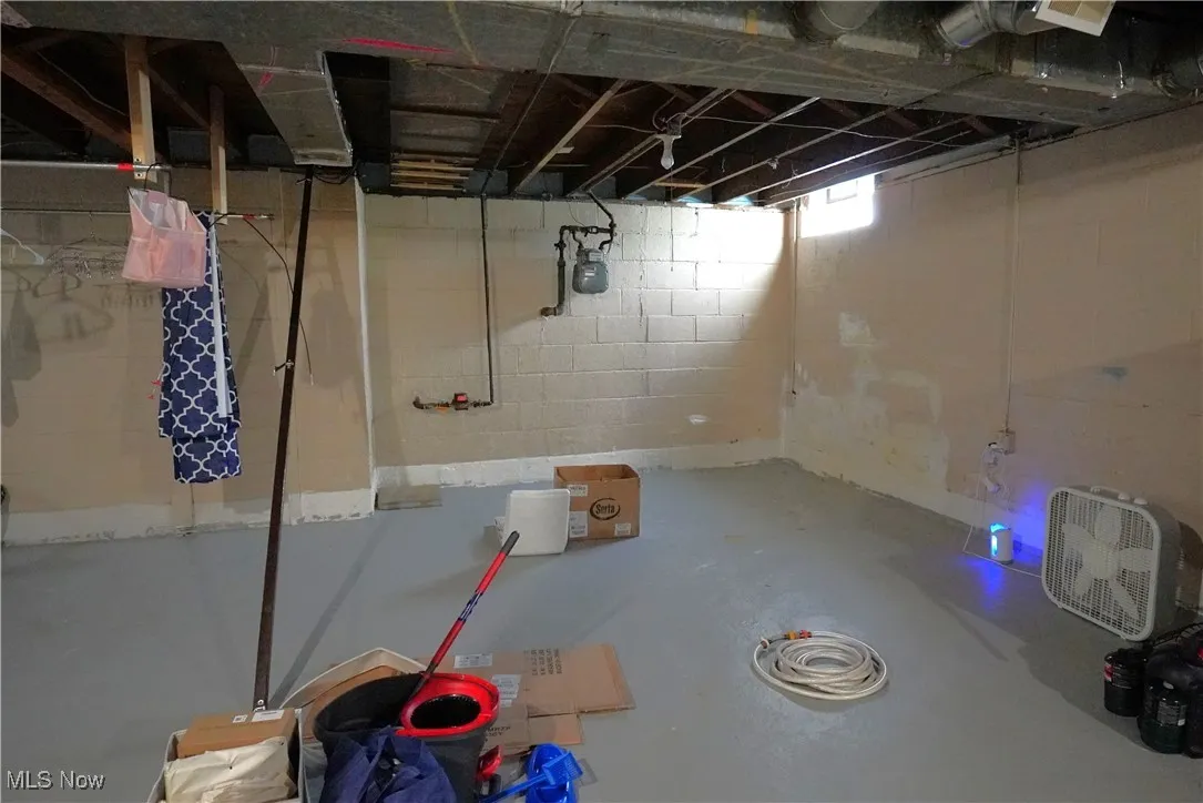 Below grade area featuring gas meter