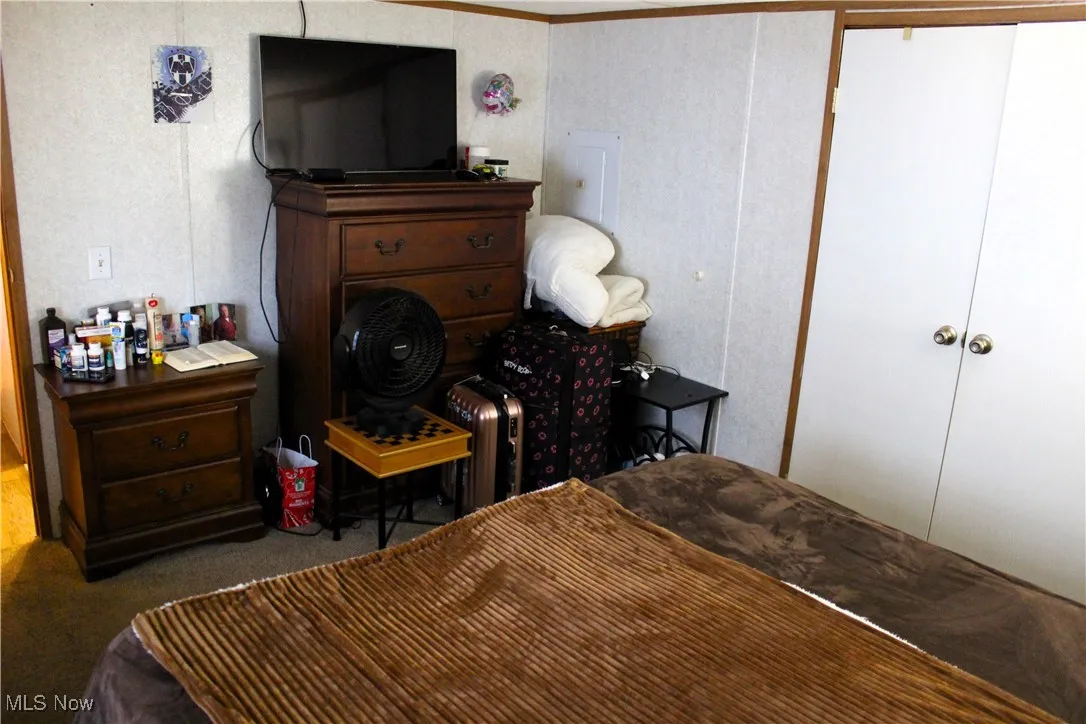 Bedroom featuring carpet