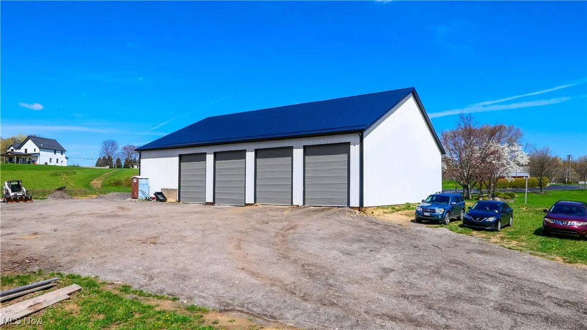 View of detached garage