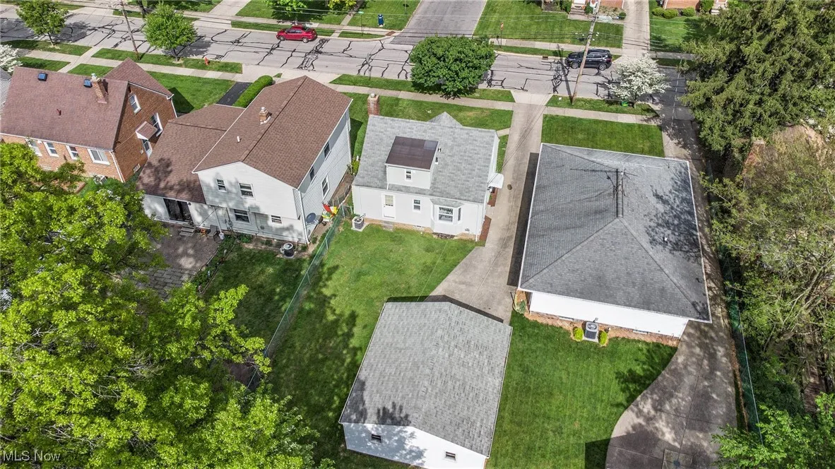 Aerial perspective of suburban area
