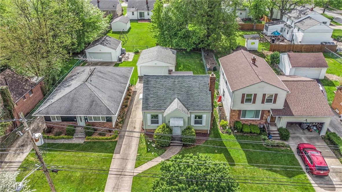 Aerial perspective of suburban area