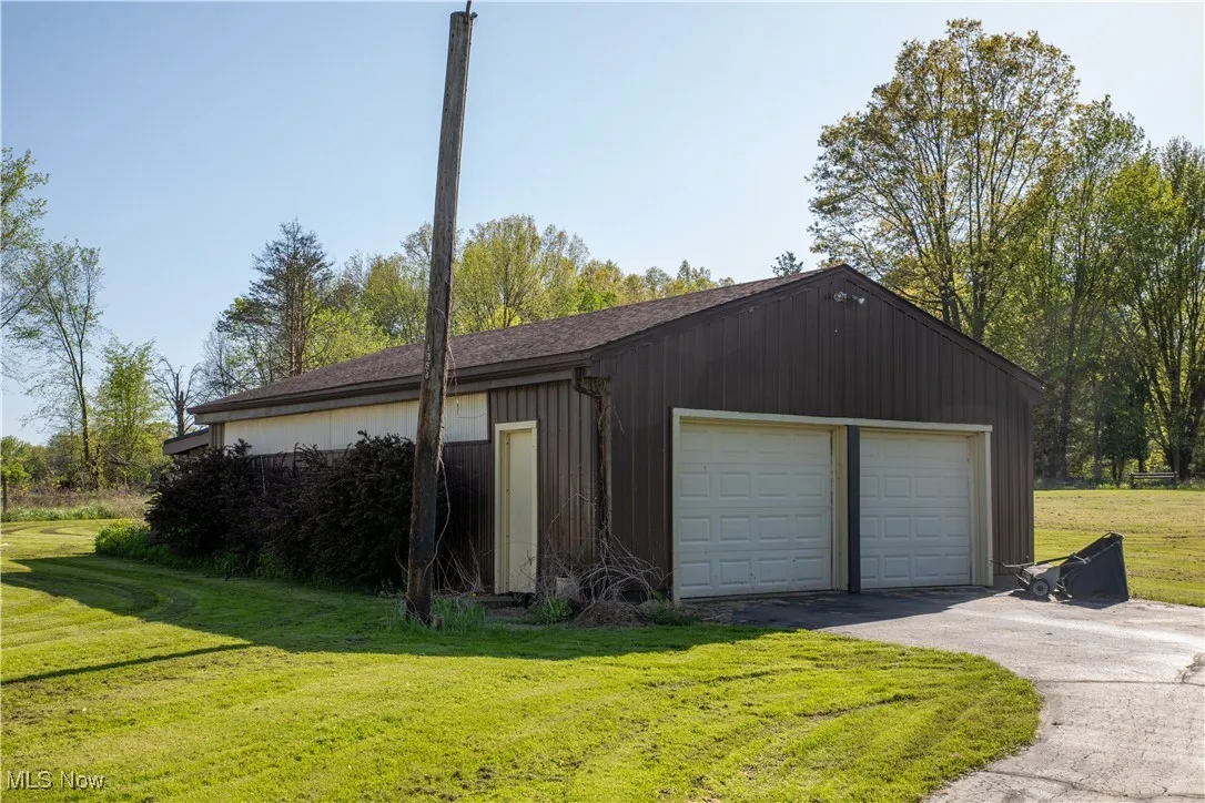 View of detached garage
