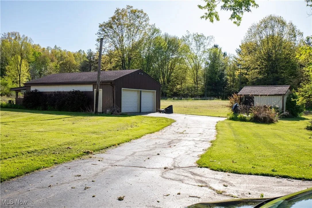 View of detached garage