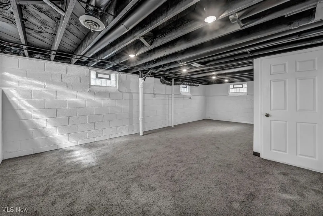 Below grade area featuring plenty of natural light and carpet floors