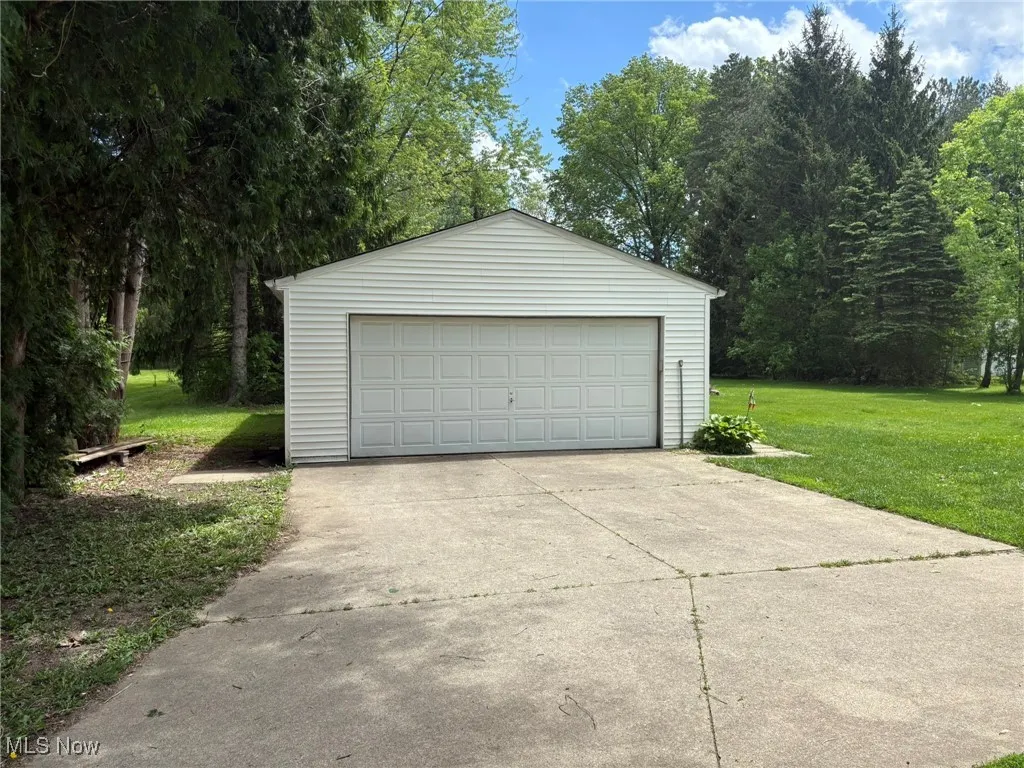 View of detached garage