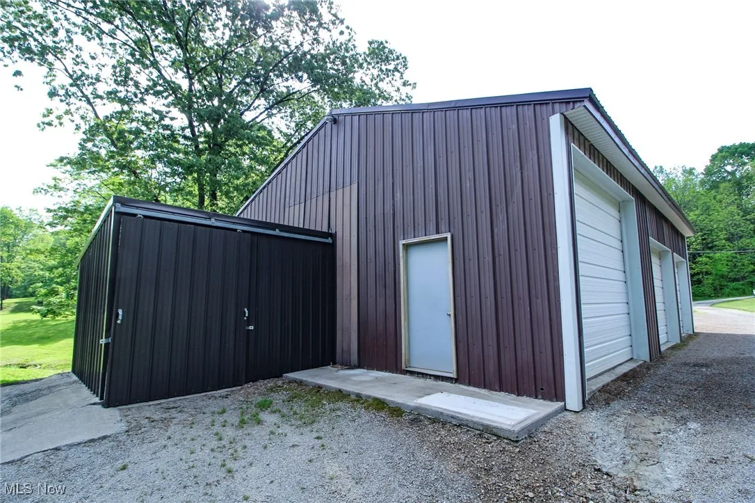 View of detached garage