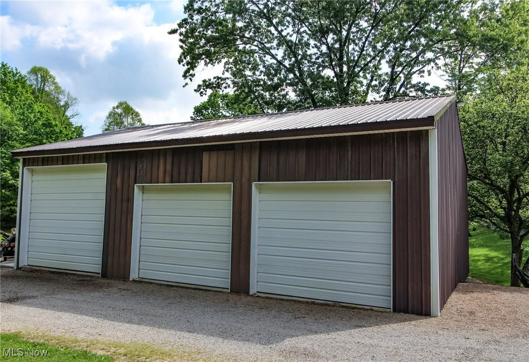 View of detached garage