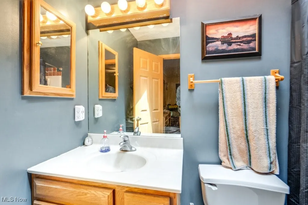 Bathroom with vanity and toilet