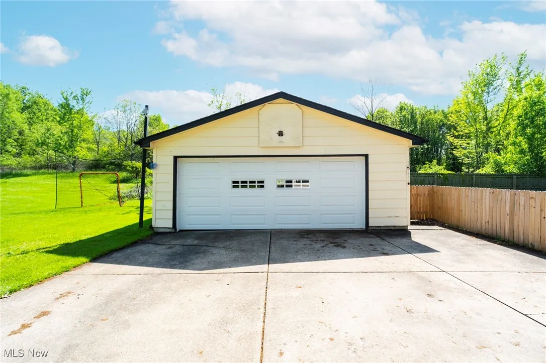 View of detached garage
