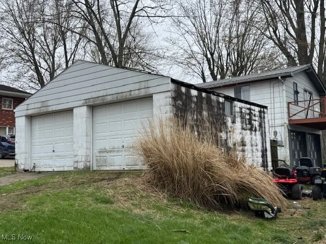 View of detached garage