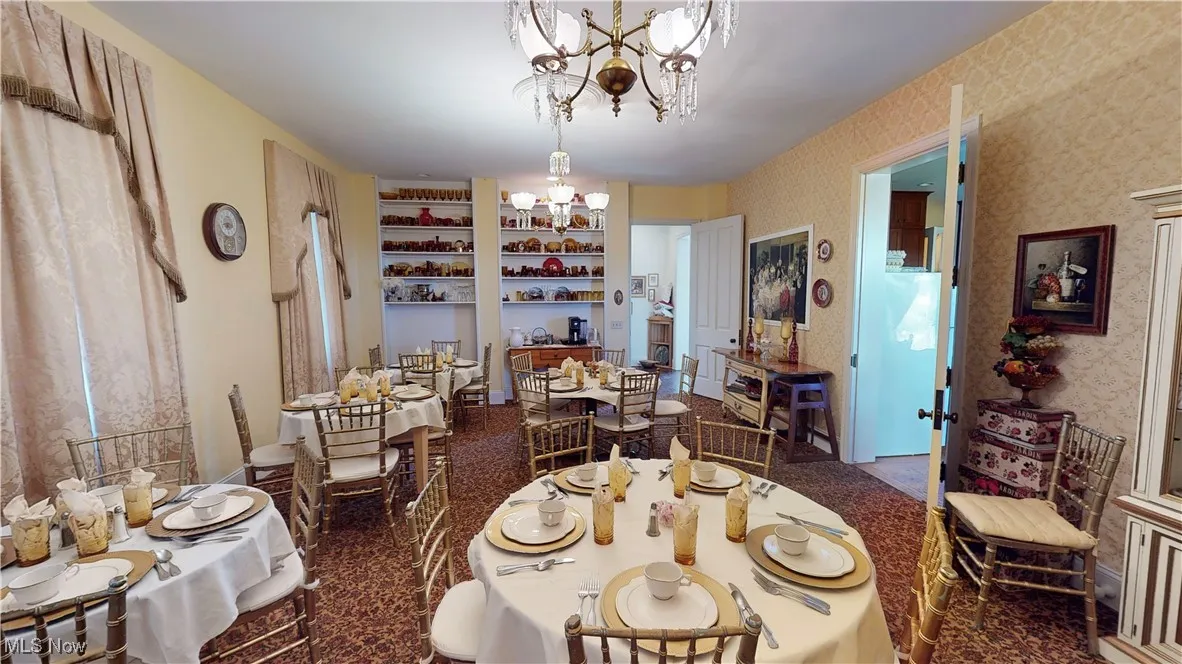 Dining room featuring an inviting chandelier