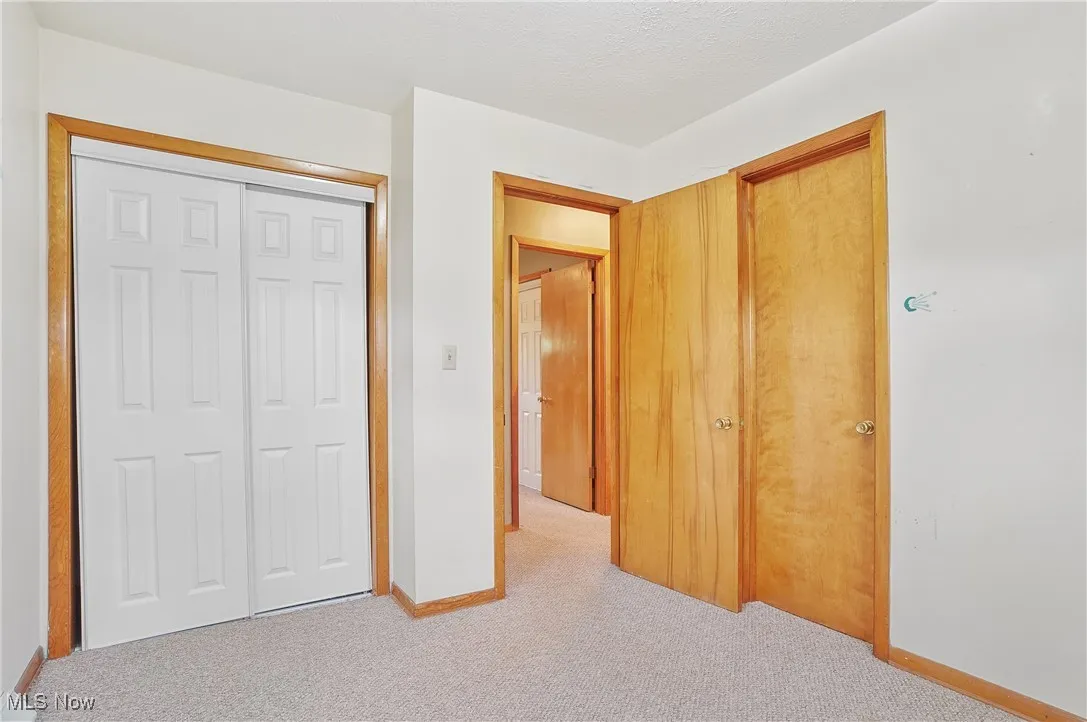 Unfurnished bedroom featuring carpet, baseboards, and a closet