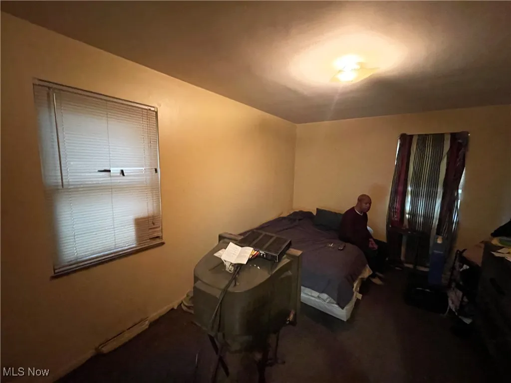 Bedroom with carpet flooring
