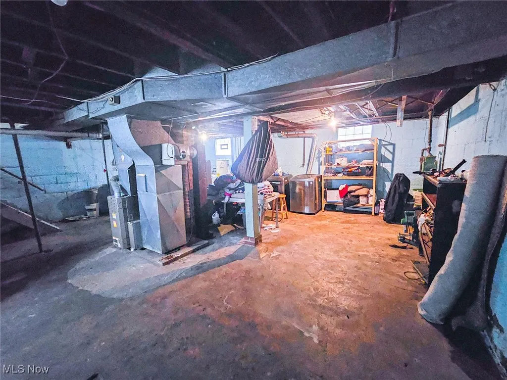 Basement with heating unit