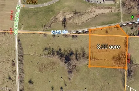 Aerial overview of property's location with property boundaries highlighted